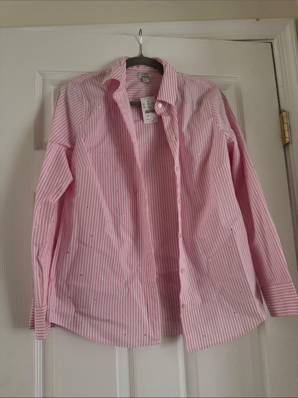 J. Crew Pink and White Striped Dress Shirt